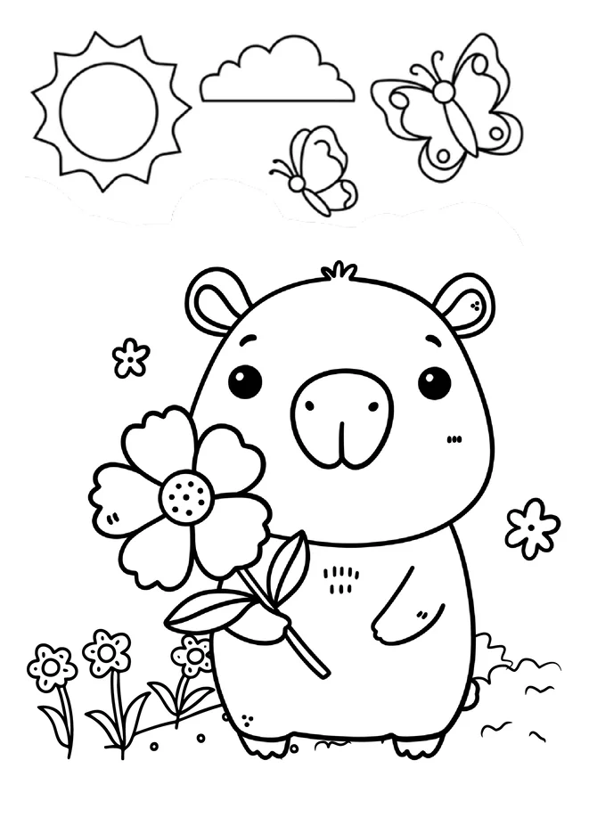 Desenho de capivara para colorir para imprimir e colorir - imagem 11